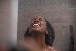 African American woman in the shower photo