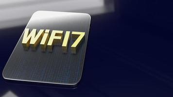 The gold text wifi 7 on tablet  for internet or technology concept 3d rendering photo