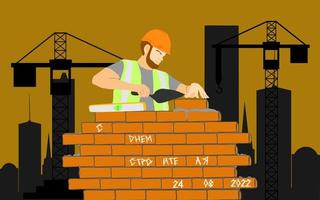 Builders day, engineers day, crane operators day, architects day, labor day concept vector illustration