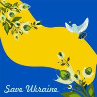 National Ukrainian flag. Concept symbol of help support and no war in the country of Ukraine. Vector isolated illustration.
