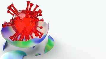 virus in world crack 3d rendering for medical content. photo