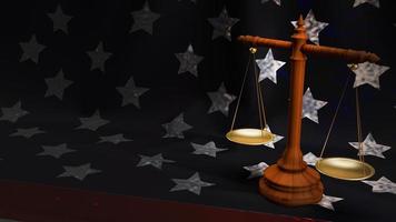 libra on front American flag 3d rendering for law content. photo