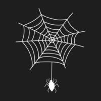 telaraña blanca con una araña sobre un fondo negro. imagen vectorial aislada para su uso en el diseño de vacaciones vector