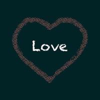 A heart with the inscription love inside on a black background for use as a print in clothes or as a background vector