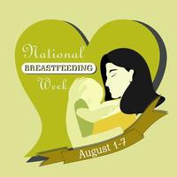 Young asian woman breastfeeding her newborn baby holding and nursing him in hands. Lactation concept. Breast feeding week or month clip art. Child drinks milk from the female breast. vector