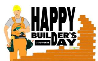 Builders day, engineers day, crane operators day, architects day, labor day concept vector illustration