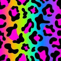 Rainbow leopard seamless pattern. White background vector