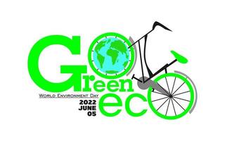 Creative Poster Or Banner Of World Environment Day. Go Green oand go eco concept. Using bicycles instead of cars to avoid air pollution vector