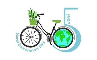 Creative Poster Or Banner Of World Environment Day. Go Green oand go eco concept. Using bicycles instead of cars to avoid air pollution vector