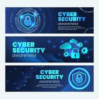 Cyber Security Awareness Banners vector