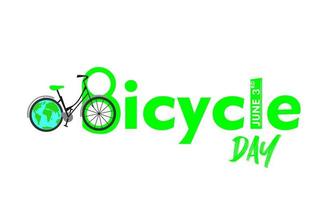 Diseño de plantilla del día mundial de la bicicleta del 3 de junio para banner, tarjetas de felicitación, logotipo, mnemotécnico, símbolo, icono, etiqueta, banner o ilustración vectorial de diseño de afiches vector