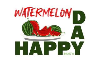 National Watermelon Day. Concept of a national holiday. Slices of watermelon. Texture of the watermelons with seeds. Greeting card, poster and banner. Vector illustration.