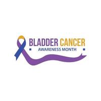 Awareness month ribbon cancer. Bladder cancer awareness vector illustration