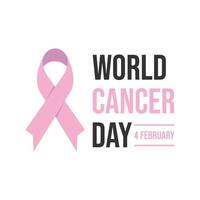 Cancer day concept, we can i can on white background.. World awareness ribbon of cancer. Preventive health care vector banner