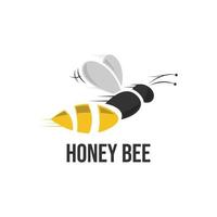 Bee. Bee icon. The isolated symbol of a bee against from honeycombs. Honey bee. Isolated insect icon. Vector illustration flying bee in flat style. Flying bee.