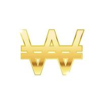 Golden Won symbol isolated web vector icon. Won trendy 3d style vector icon