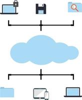 Cloud data system management vector. Cloud computing concept. vector