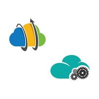 Set of cloud management data saving for internet or server vector