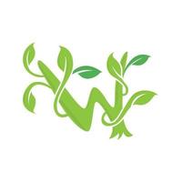 W letter ecology nature element vector icon. Lettering icon vector logo design