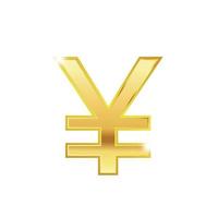 Golden yen symbol isolated web vector icon. Yen trendy 3d style vector icon. Golden yen currency sign.