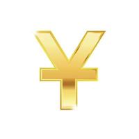 símbolo de yuan dorado icono de vector web aislado. icono de vector de estilo 3d de moda de yuan.