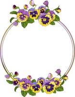 round frame with pansy flowers, wreath for background, texture, pattern, frame or border vector