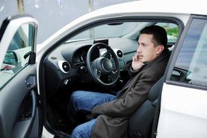 man using car navigation photo