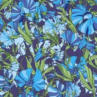 Blue flowers  sweet pea  on a blue purple background,  floral seamless pattern. Pattern for fabric, wrapping paper, web pages, invitations, greeting cards vector