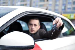 man using car navigation photo