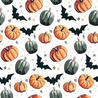 Background with pumpkins and bats. vector