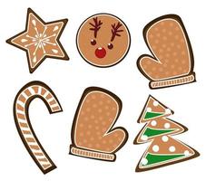 A set of Christmas cookies. Christmas sweets and pastries. Vector illustration.