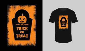 truco o trato diseño de camiseta de halloween con calabaza vector