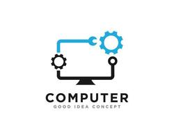vector de diseño de icono de logotipo de tecnología informática
