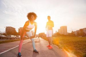 multiethnic group of people on the jogging photo