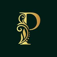 Elegant Initial Golden P vector