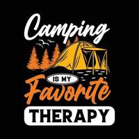 acampar es mi diseño de camiseta de terapia favorita vector