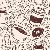Hand Drawn Coffee And Beverages Seamless Pattern Background vector