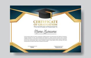 certificado moderno de plantilla de graduación con sombrero de toga vector