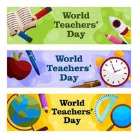 World Teacher Day Banner Set vector