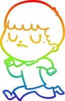 rainbow gradient line drawing cartoon grumpy boy vector