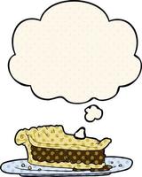 cartoon meat pie and thought bubble in comic book style vector