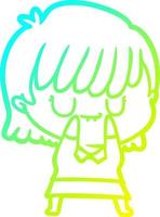 cold gradient line drawing cartoon woman vector