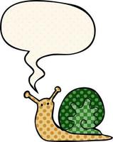 cartoon snail and speech bubble in comic book style vector