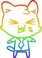 arco iris gradiente línea dibujo dibujos animados gato silbido vector