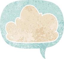 cartoon cloud and speech bubble in retro textured style vector