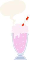 cartoon milkshake and speech bubble in retro style vector