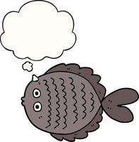 cartoon flat fish and thought bubble vector