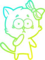 cold gradient line drawing cartoon cat vector