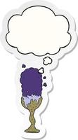 cartoon potion goblet and thought bubble as a printed sticker vector