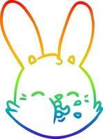 rainbow gradient line drawing cartoon funny rabbit face vector